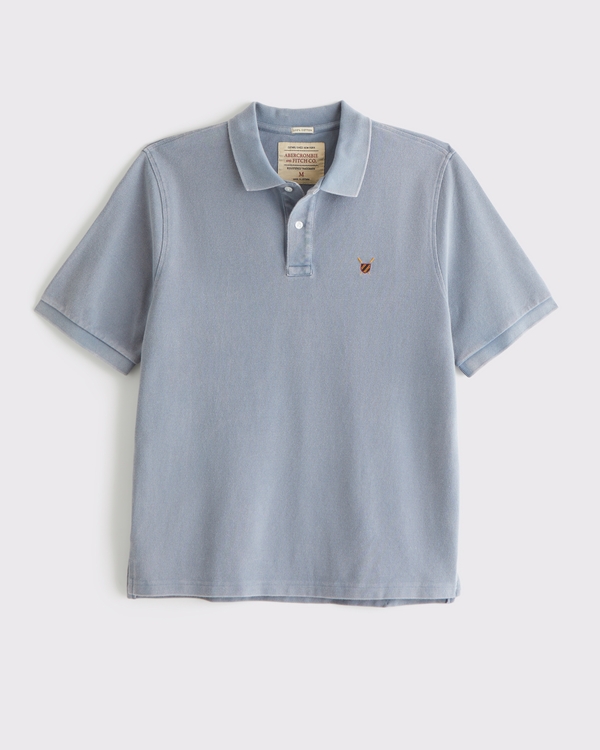 100% Cotton Icon Pique Polo, Cool Slate view 1