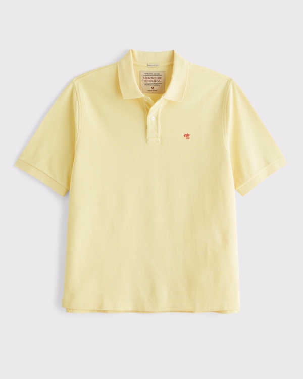 100% Cotton Icon Pique Polo, Bright Yellow view 1