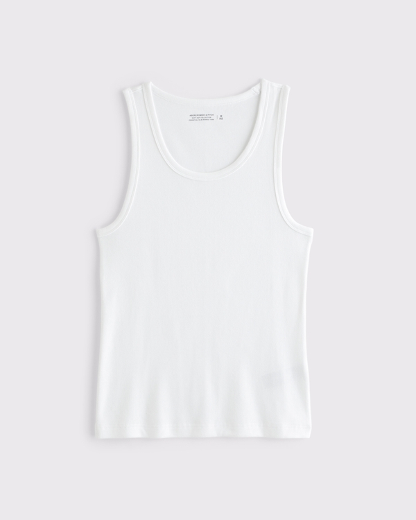 Essential Slim Ribbed Tank, White view 1