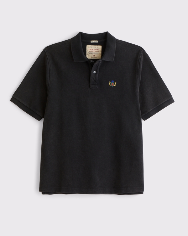 100% Cotton Icon Pique Polo, Black Wash view 1