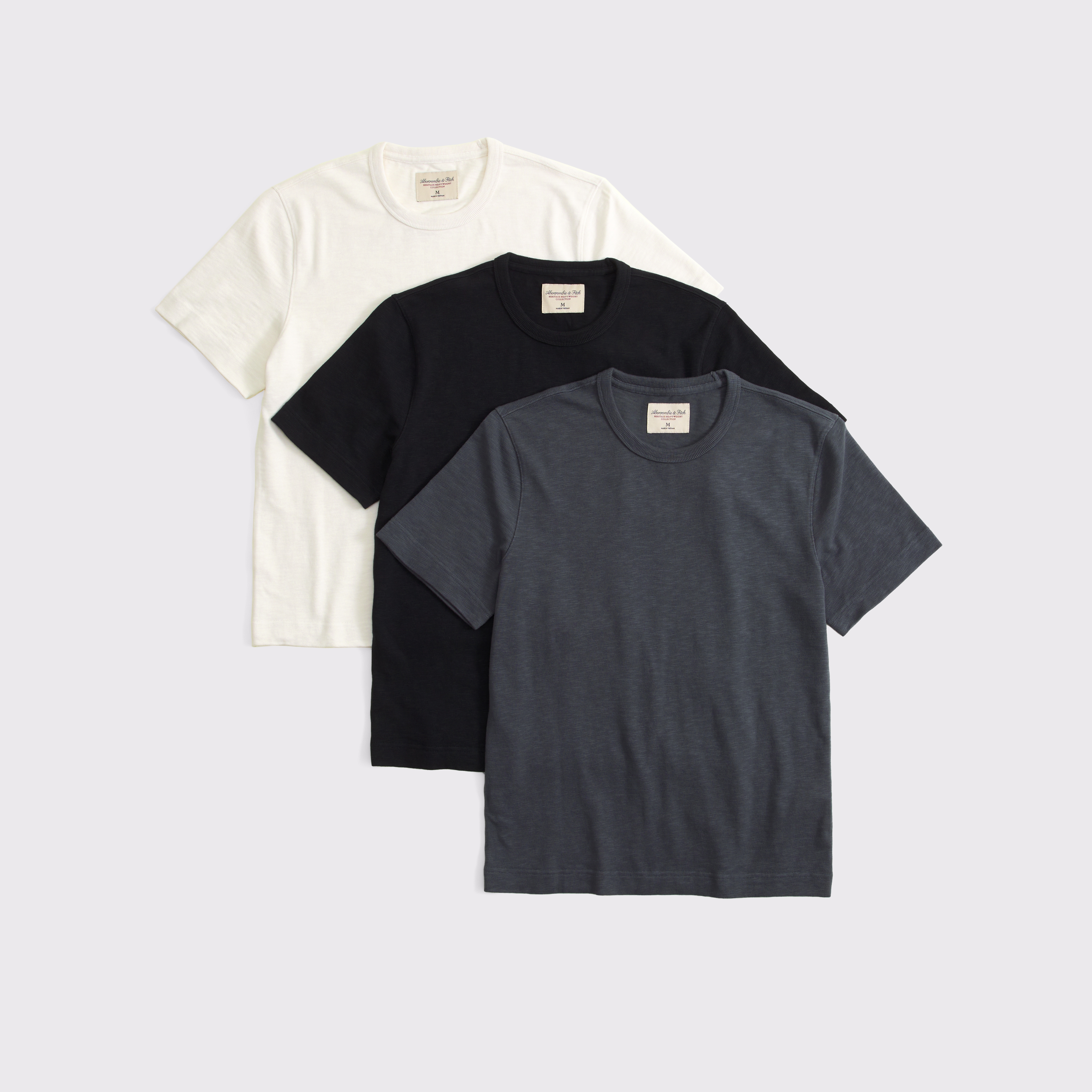 Мужские футболки Abercrombie & Fitch 3-Pack Heritage Heavyweight Tees, цвет: Серый — фото 1