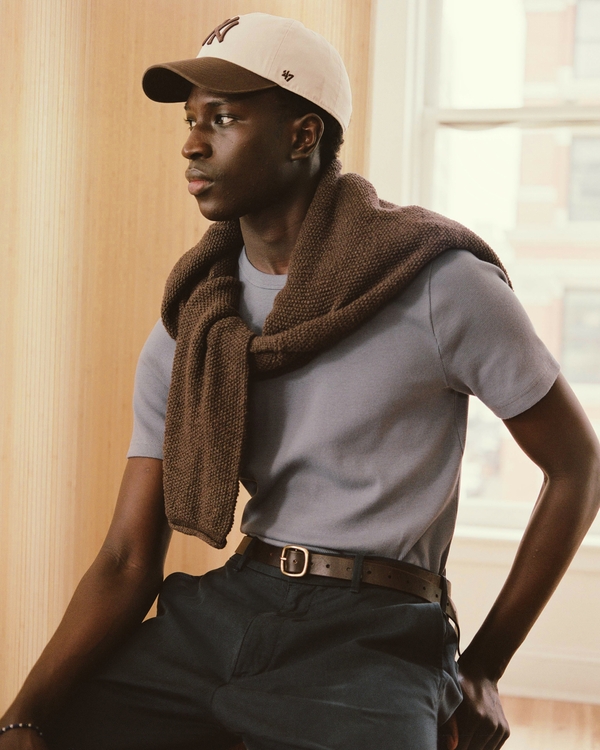 Essential Slim Ribbed Tee, Blue Gray view 1