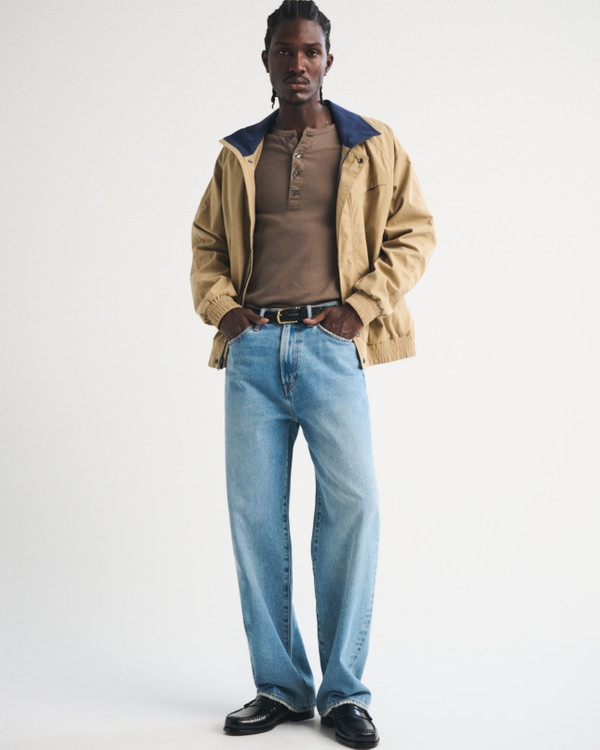 Essential Slim Ribbed Henley, Taupe view 2