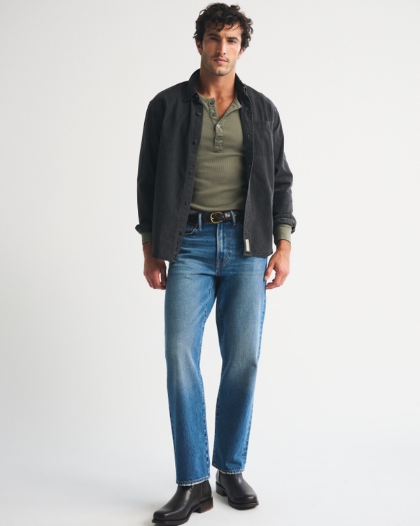 Essential Slim Rib Henley, Olive Gray view 2