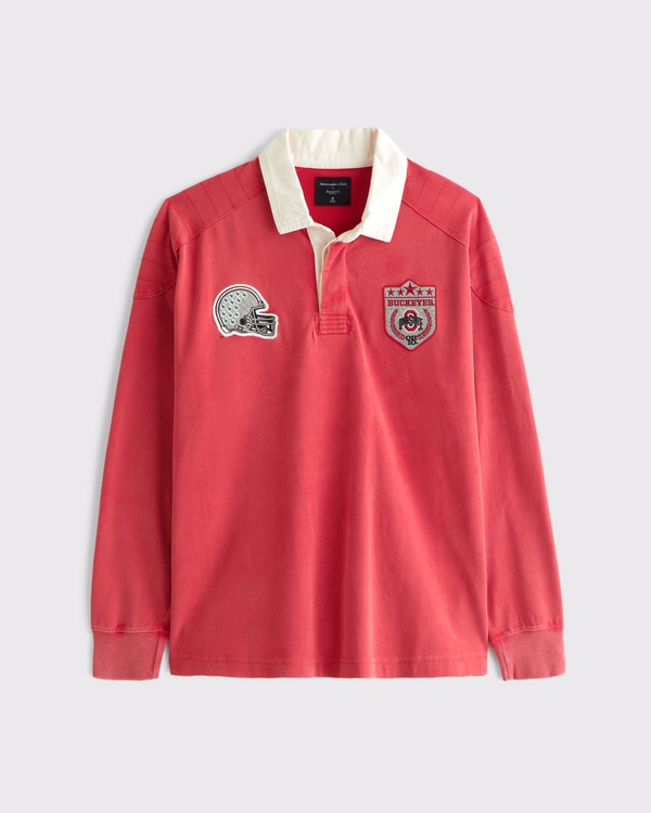 Heritage Heavyweight Ohio State Rugby Polo, Red view 1