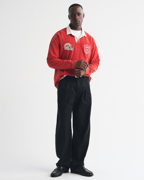 San Francisco 49ers Premium Heavyweight Rugby Polo, Red-49ers view 2
