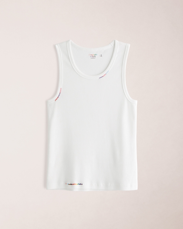 Pride Essential Slim Ribbed Tank, White view 1