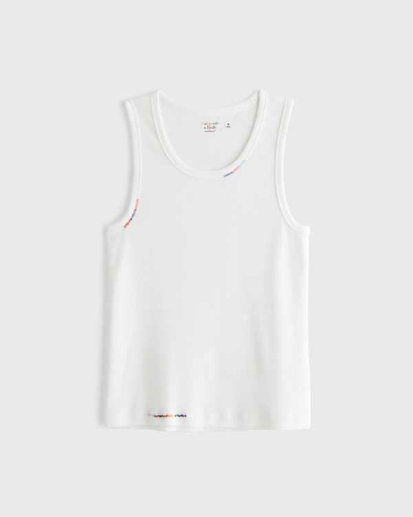 Pride Essential Slim Ribbed Tank, White view 1