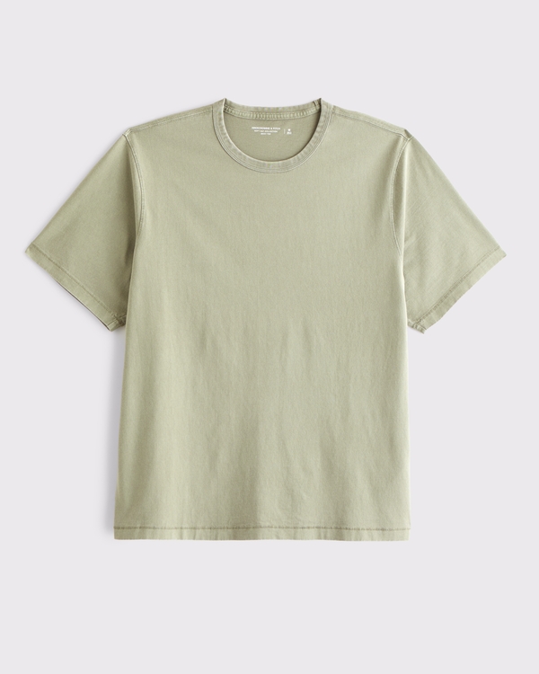 Boxy Tee, Olive Green Wash view 1