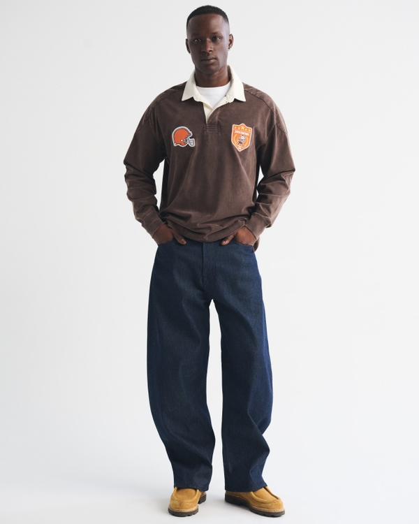 Cleveland Browns Premium Heavyweight Rugby Polo, Brown-browns view 2