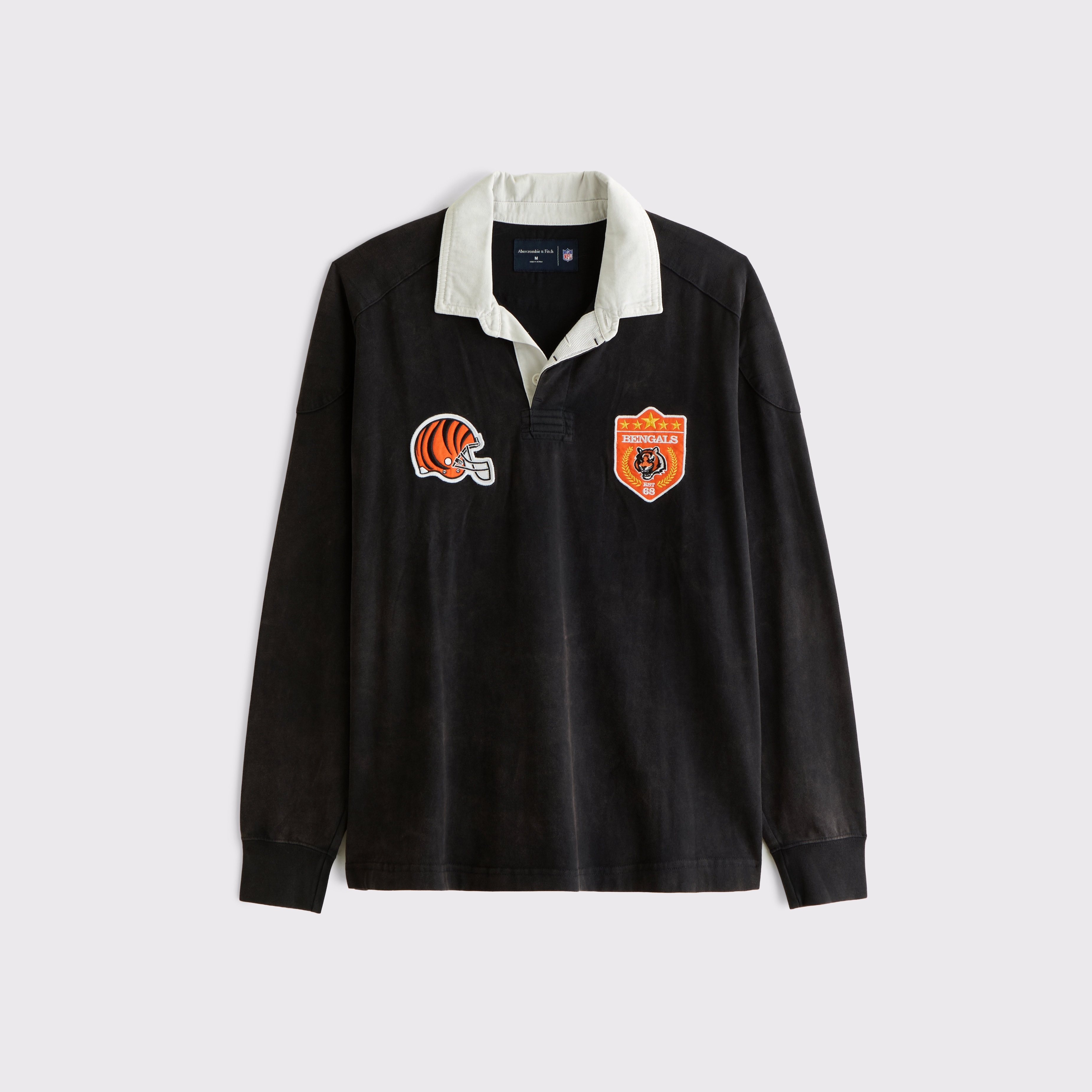 Мужские рубашки Abercrombie & Fitch Chicago Bears Premium Heavyweight Rugby, цвет: Чёрный — фото 1