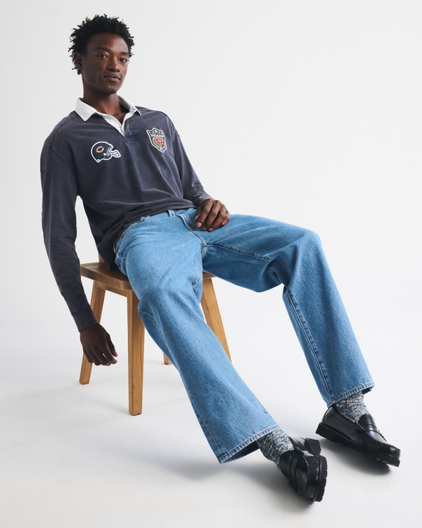 Chicago Bears Premium Heavyweight Rugby, Navy-bears view 1