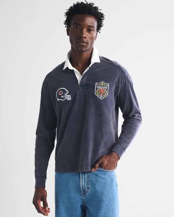 Chicago Bears Premium Heavyweight Rugby, Navy-bears view 2