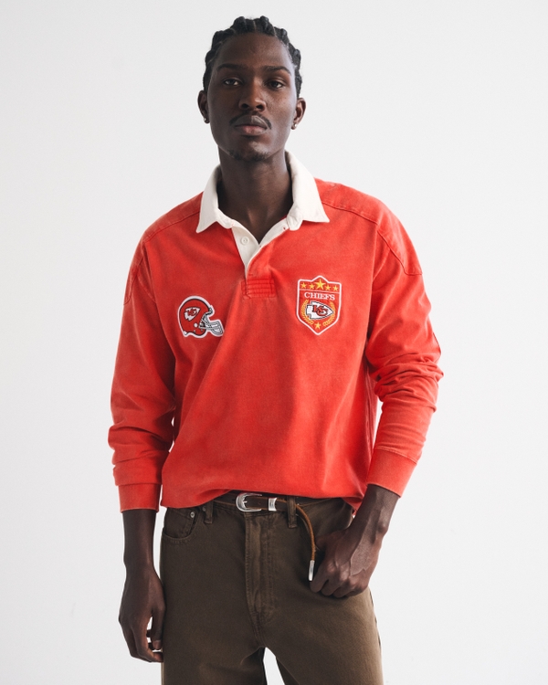 Kansas City Chiefs Premium Heavyweight Rugby Polo, Red-chiefs view 1