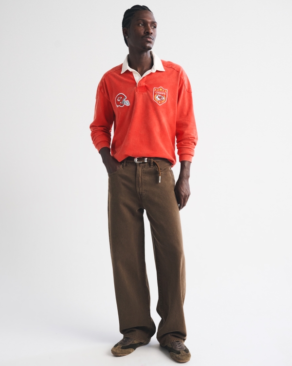 Kansas City Chiefs Premium Heavyweight Rugby Polo, Red-chiefs view 2