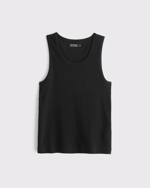 Essential Slim Ribbed Tank, Black view 1