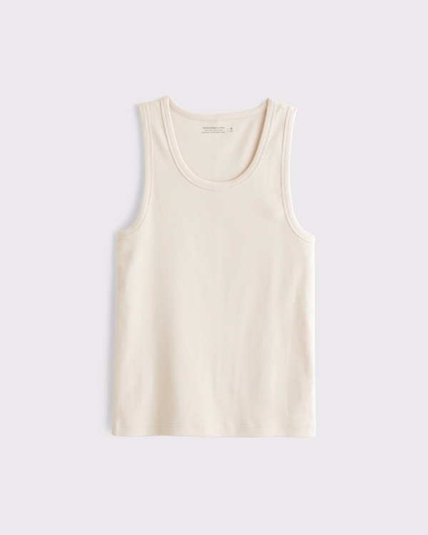 Essential Slim Ribbed Tank, Light Beige view 1