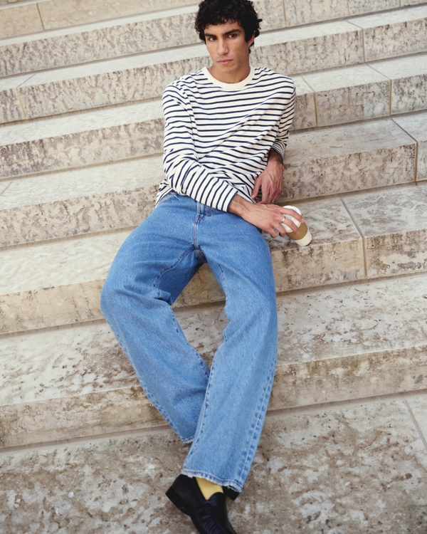 Long-Sleeve Heritage Heavyweight Tee, White Stripe view 2