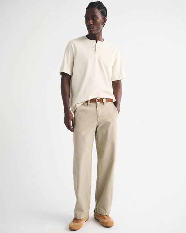 Short-Sleeve Premium Heavyweight 2.0 Henley, Warm Beige view 2