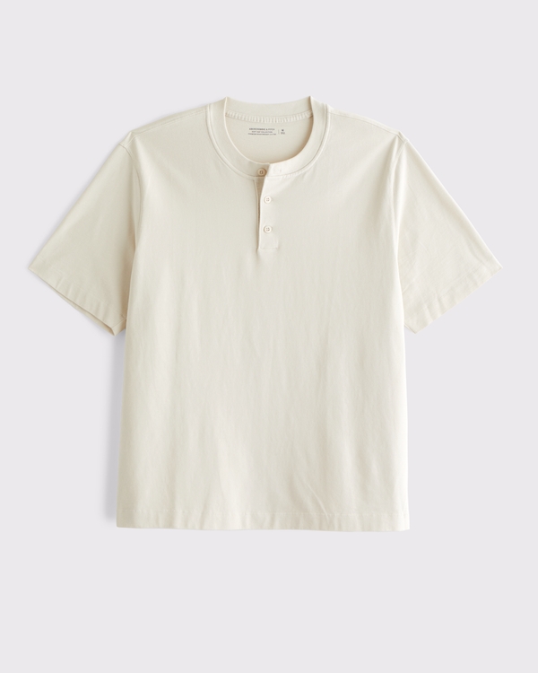 Short-Sleeve Premium Heavyweight 2.0 Henley, Warm Beige view 1