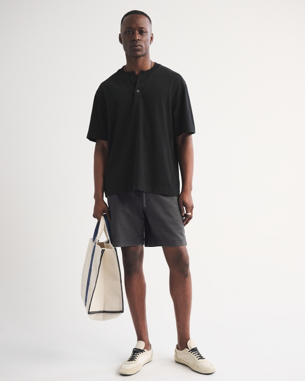 Short-Sleeve Premium Heavyweight 2.0 Henley, Black view 2