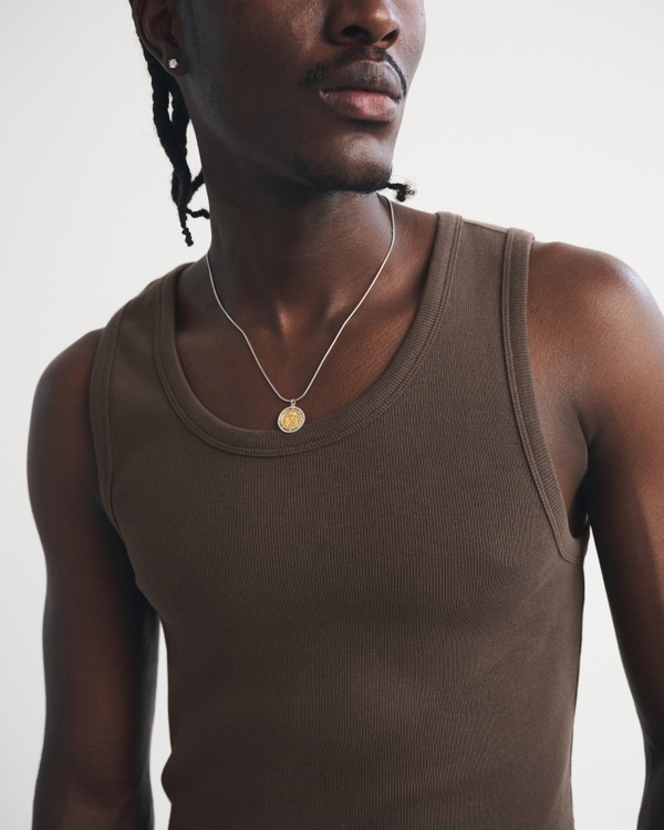 Essential Slim Ribbed Tank, Chocolate Brown view 2