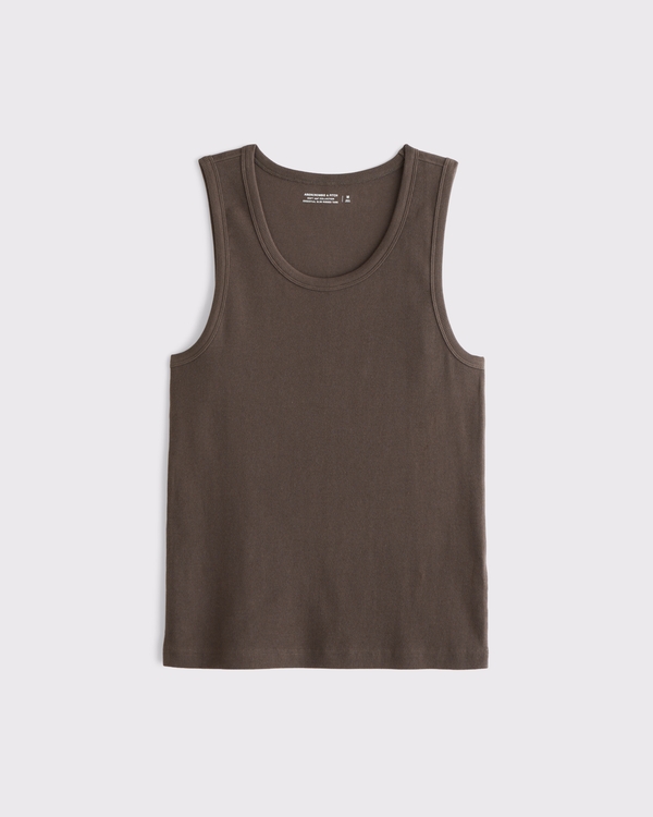 Essential Slim Ribbed Tank, Light Brown Dd view 1