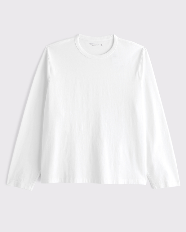 Long-Sleeve Boxy Tee, White view 1