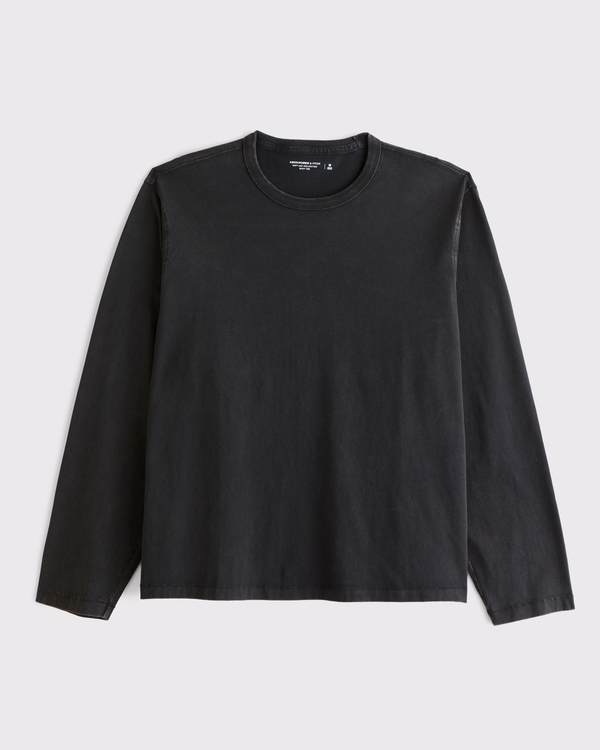 Long-Sleeve Boxy Tee, Black Wash view 1