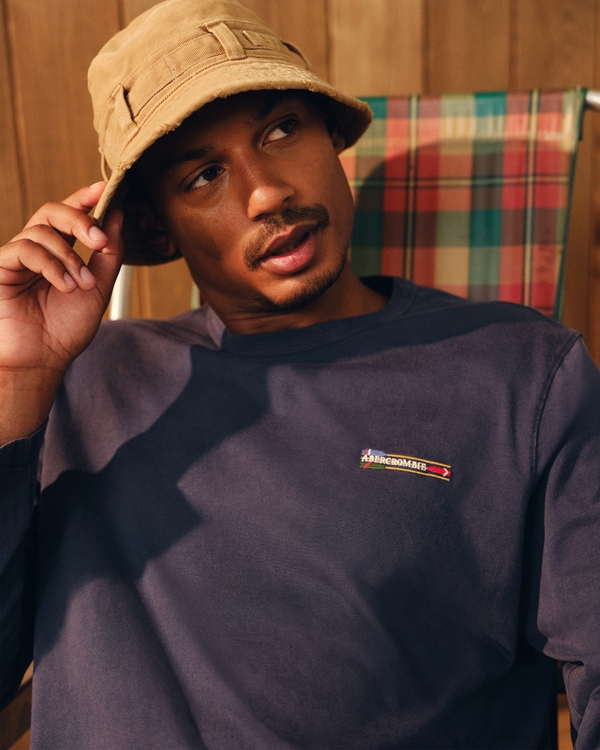 Long-Sleeve Striped Boxy Tee, Sapphire view 2
