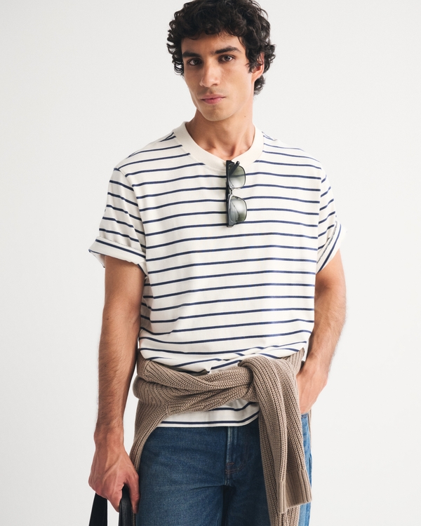 Premium Heavyweight 2.0 Tee, White/navy Stripe view 1