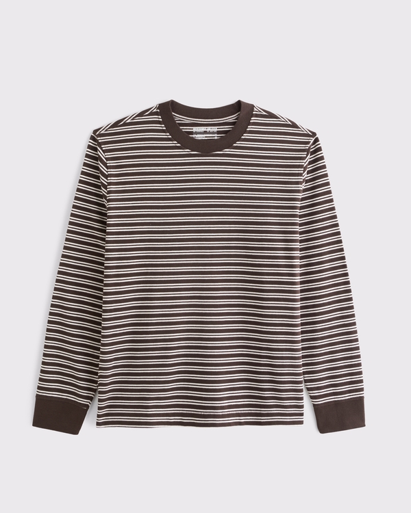 Long-Sleeve Premium Heavyweight 2.0 Tee, Dark Coffee Stripe view 1