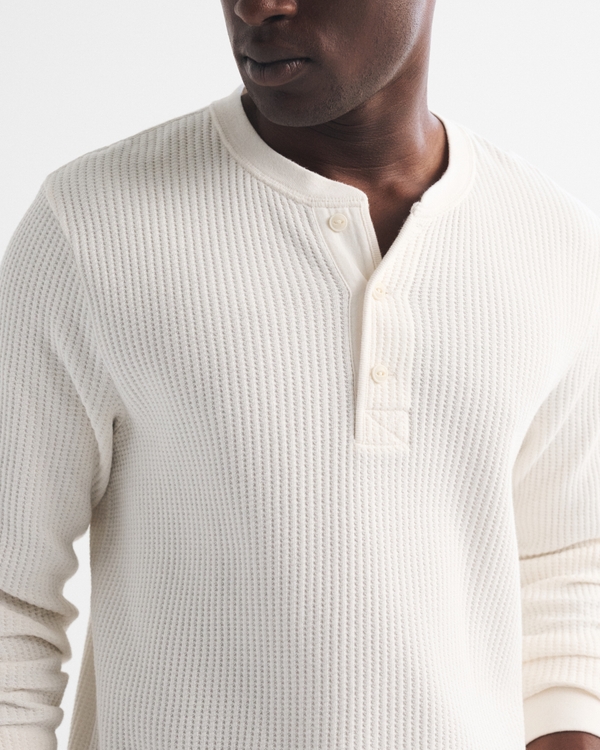 Classic Waffle Henley, Cream view 1