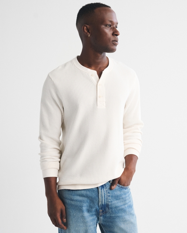 Classic Waffle Henley, Cream view 2