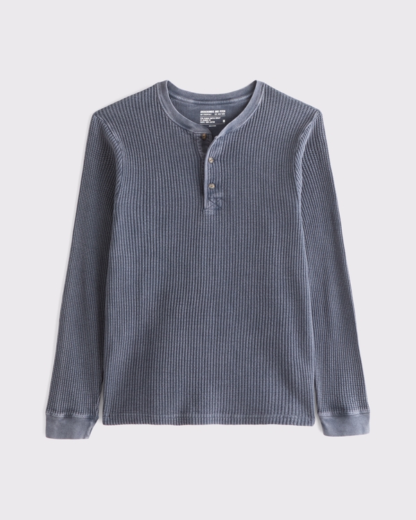 Classic Waffle Henley, Sapphire view 1