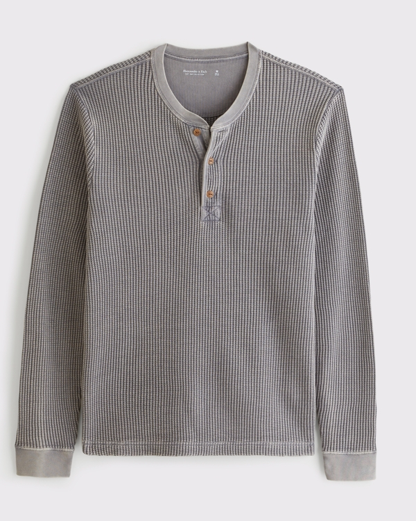 Classic Waffle Henley, Cool Gray view 1