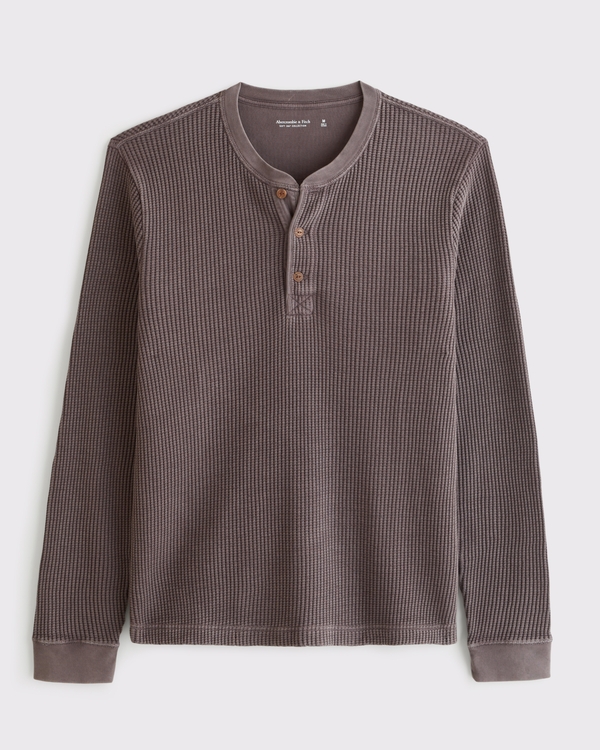 Classic Waffle Henley, Brown view 1