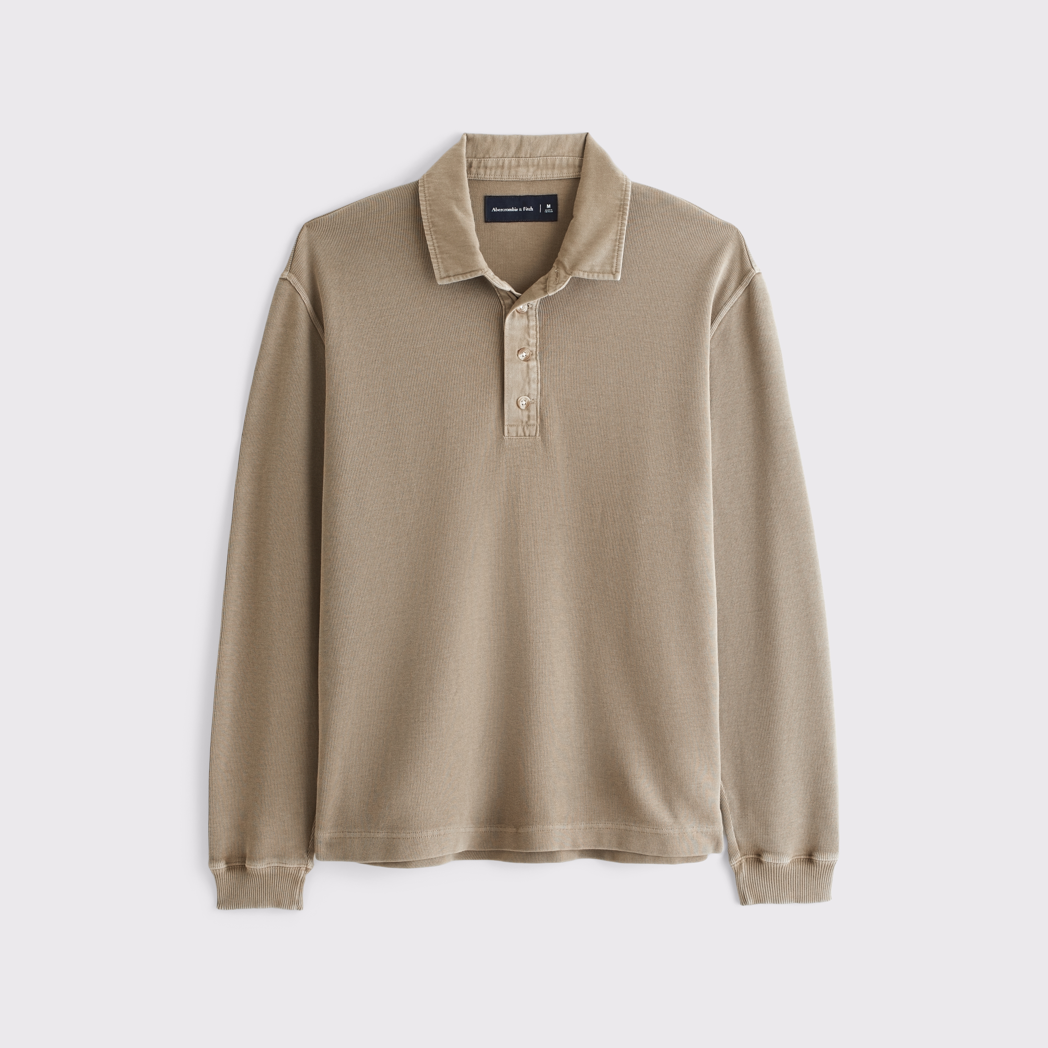 Мужское поло Abercrombie & Fitch French Rib Polo, цвет: Светлый коричневый — фото 1