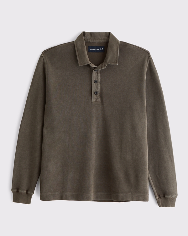 French Rib Polo, Olive Brown view 1