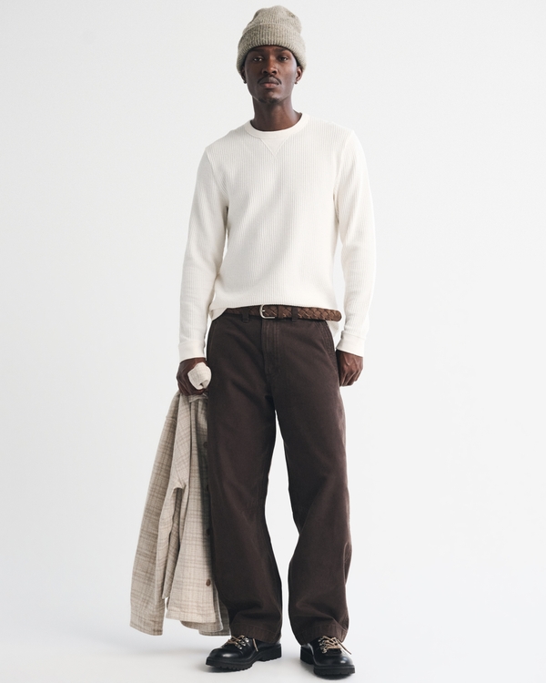 Long-Sleeve Classic Waffle Tee, Cream view 2