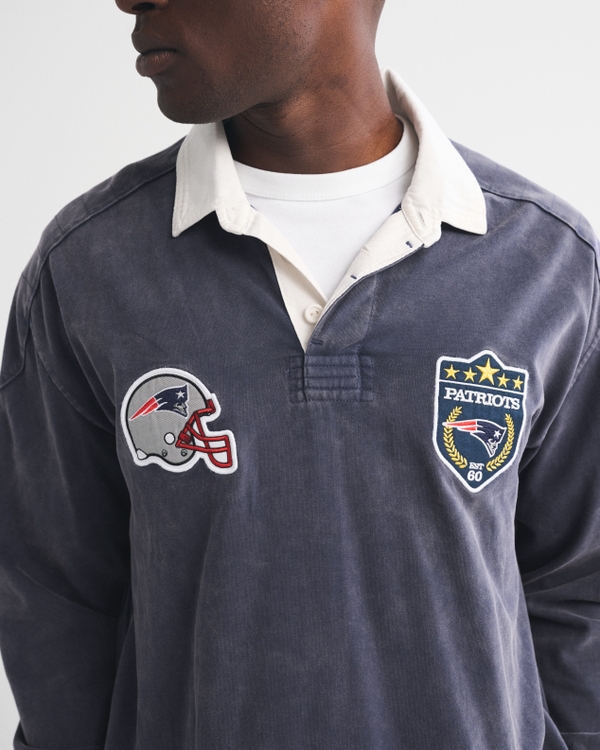 New England Patriots Premium Heavyweight Rugby Polo, Navy-patriots view 1