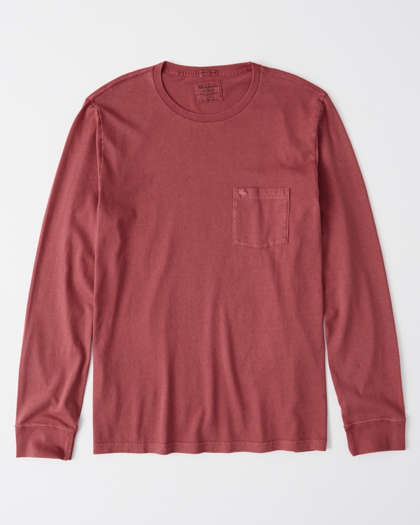 Long-Sleeve Pocket Tee, Red view 1