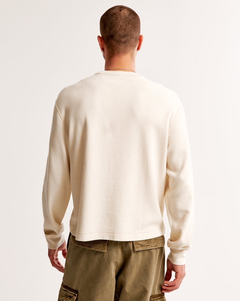 Long-Sleeve Grid Waffle Cropped Tee