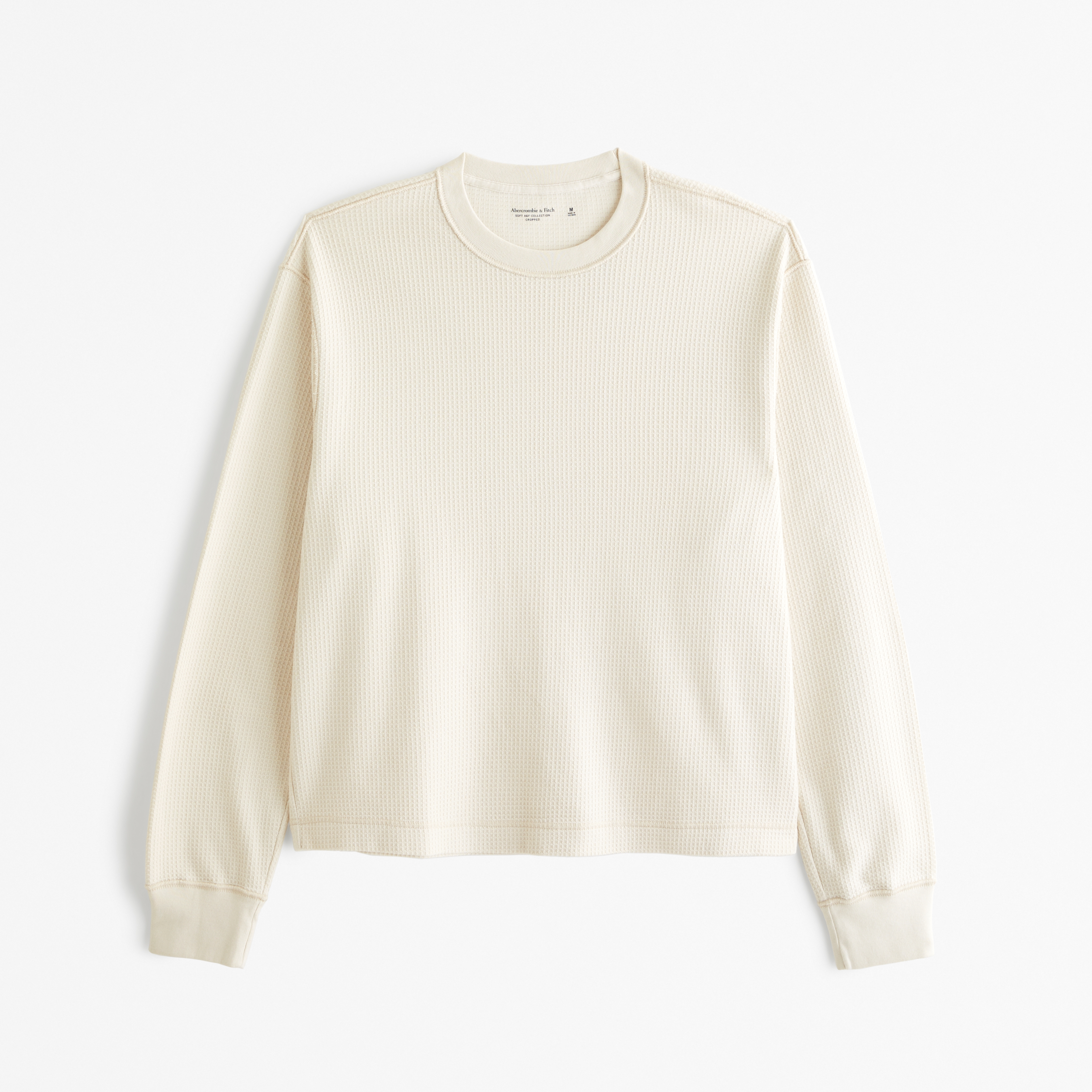 Men's Long-Sleeve Grid Waffle Cropped Tee | Men's Clearance