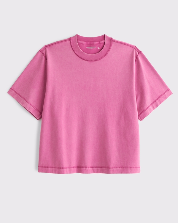 Premium Heavyweight Cropped Tee, Dark Pink