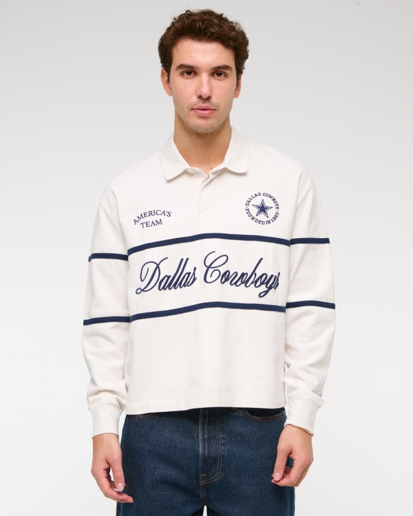 Dallas Cowboys Cropped Rugby Polo, Cream view 1