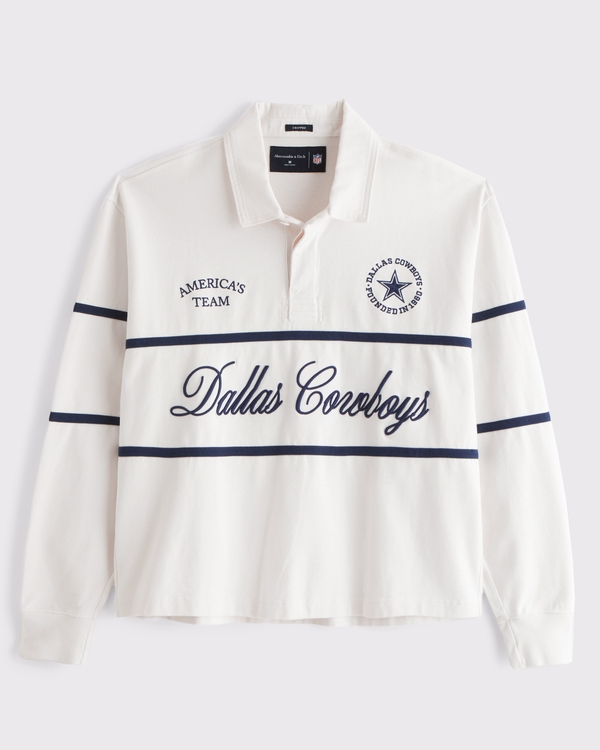 Dallas Cowboys Cropped Rugby Polo, Cream view 1