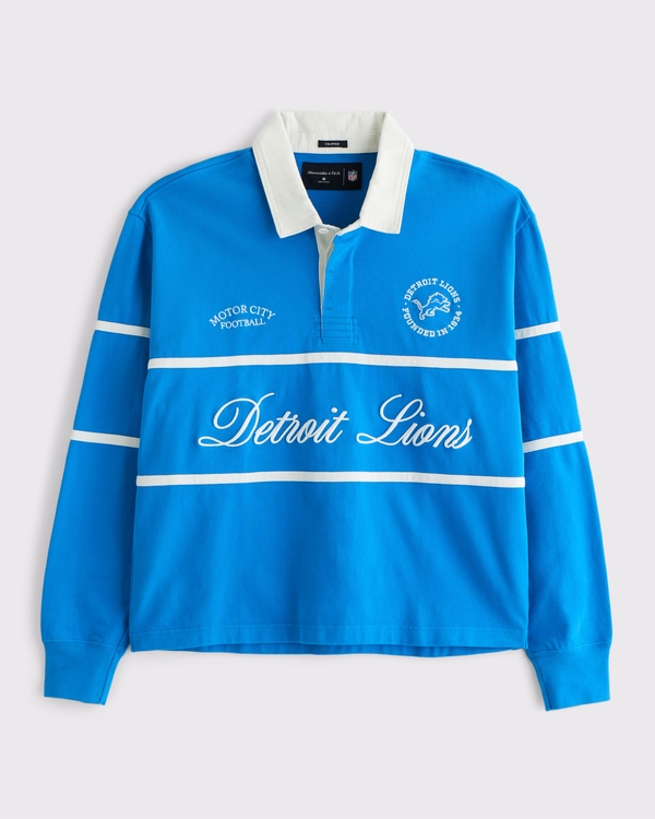 Detroit Lions Cropped Rugby Polo, Blue view 1