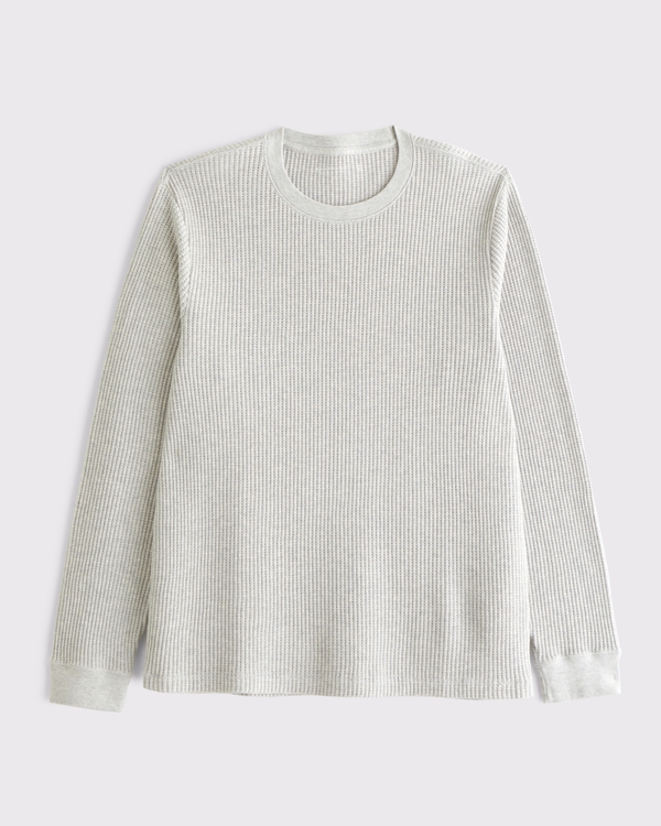 Long-Sleeve Classic Waffle Tee, Light Heather Gray view 1