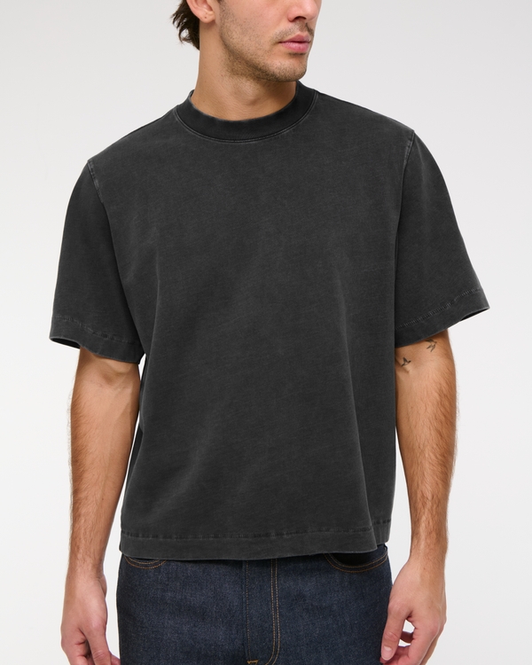 Premium Heavyweight Cropped Tee, Black Wash view 1